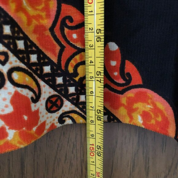Hippie OOAK 70s Maxi Dress Paisley Orange Black Sz 10 Dress Empire Waist - Picture 8 of 8